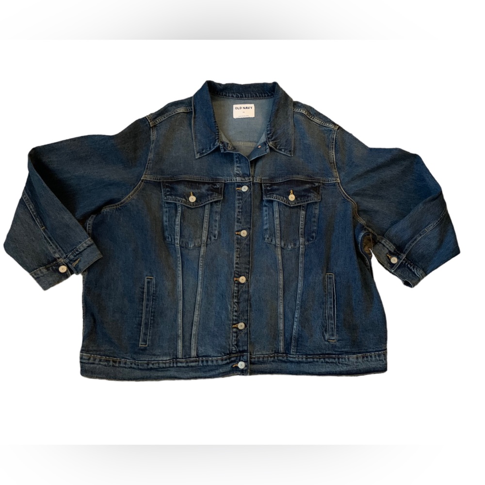 Old Navy Trucker Denim Jean Jacket 4XL Blue Med Wash NWT